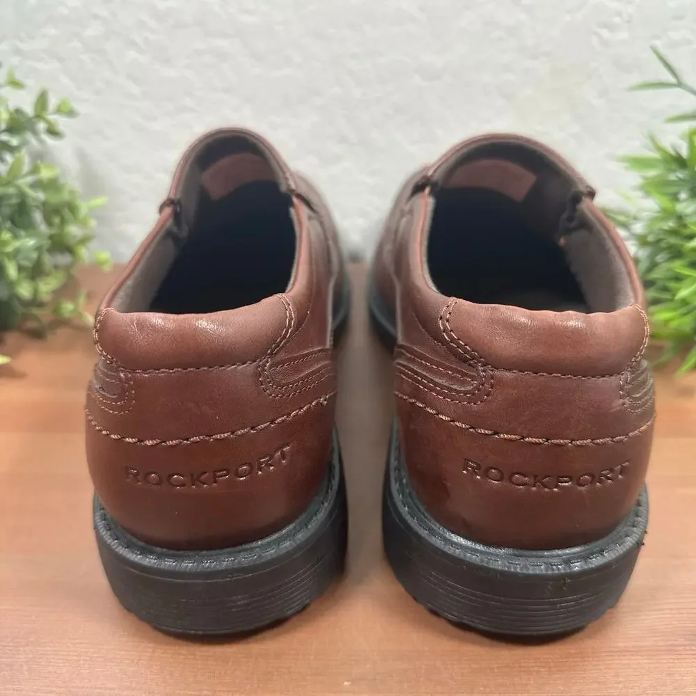 Rockport Men's Style Leader 2 Bike Slip On Brown Leather‎ Shoes Size 8